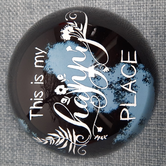 CBK Office Glass Paperweight Flower Happy Place Round Writing Desk